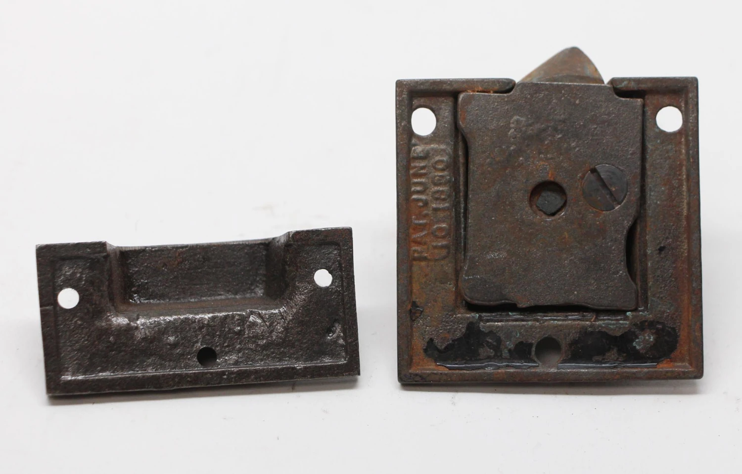 Antique Cast Iron Cabinet Latch With T Bronze Handle 7 Antique Cast Iron Cabinet Latch With T Bronze Handle - Image 5