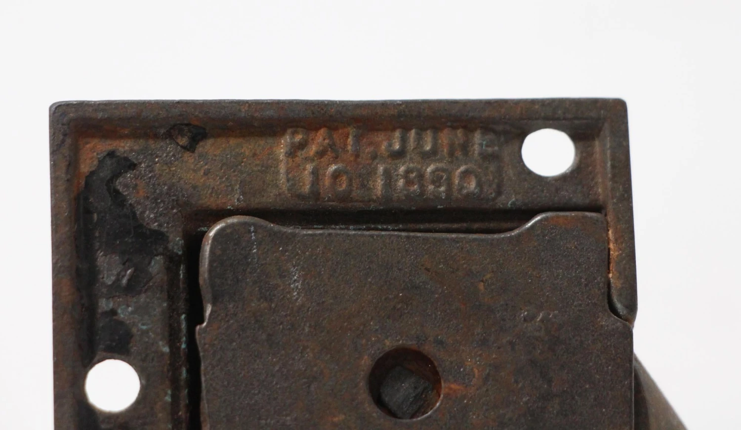 Antique Cast Iron Cabinet Latch With T Bronze Handle 8 Antique Cast Iron Cabinet Latch With T Bronze Handle - Image 6