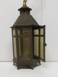 Antique Iron & Glass Arts & Crafts Ceiling Lantern 17 Antique Iron & Glass Arts & Crafts Ceiling Lantern -OGT Sale Store n239034 08