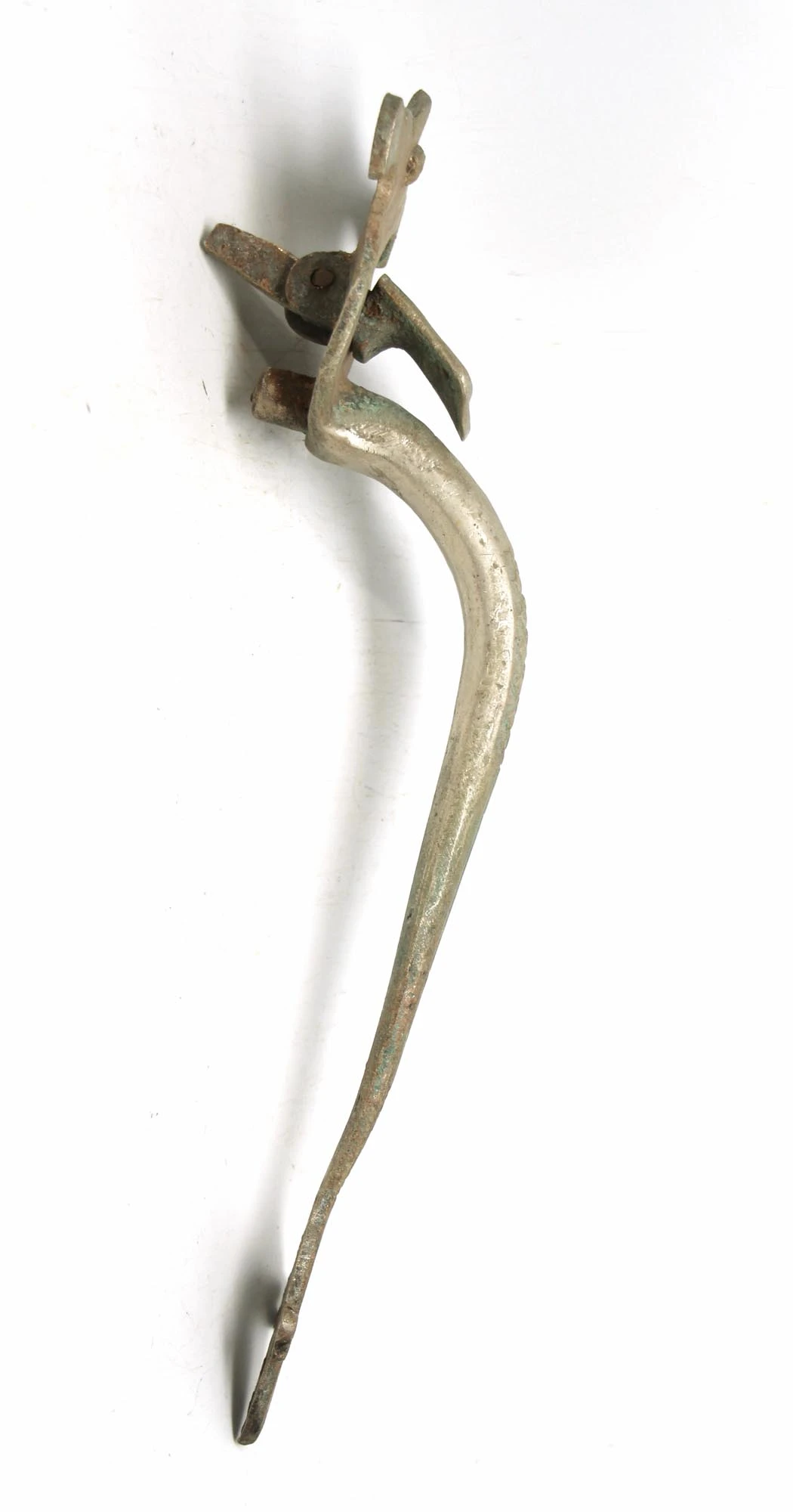 Antique 12.5 In. Arts & Crafts Nickel Over Iron Door Pull 7 Antique 12.5 In. Arts & Crafts Nickel Over Iron Door Pull - Image 5