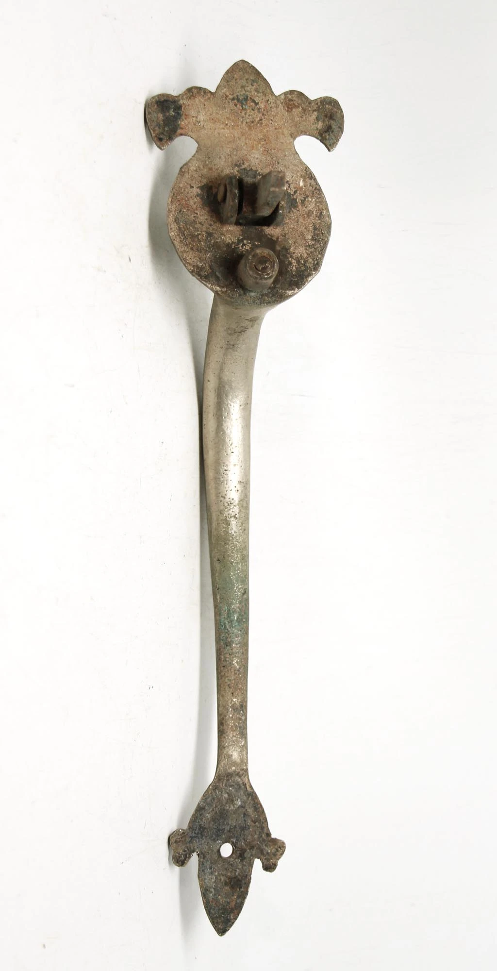 Antique 12.5 In. Arts & Crafts Nickel Over Iron Door Pull 8 Antique 12.5 In. Arts & Crafts Nickel Over Iron Door Pull - Image 6