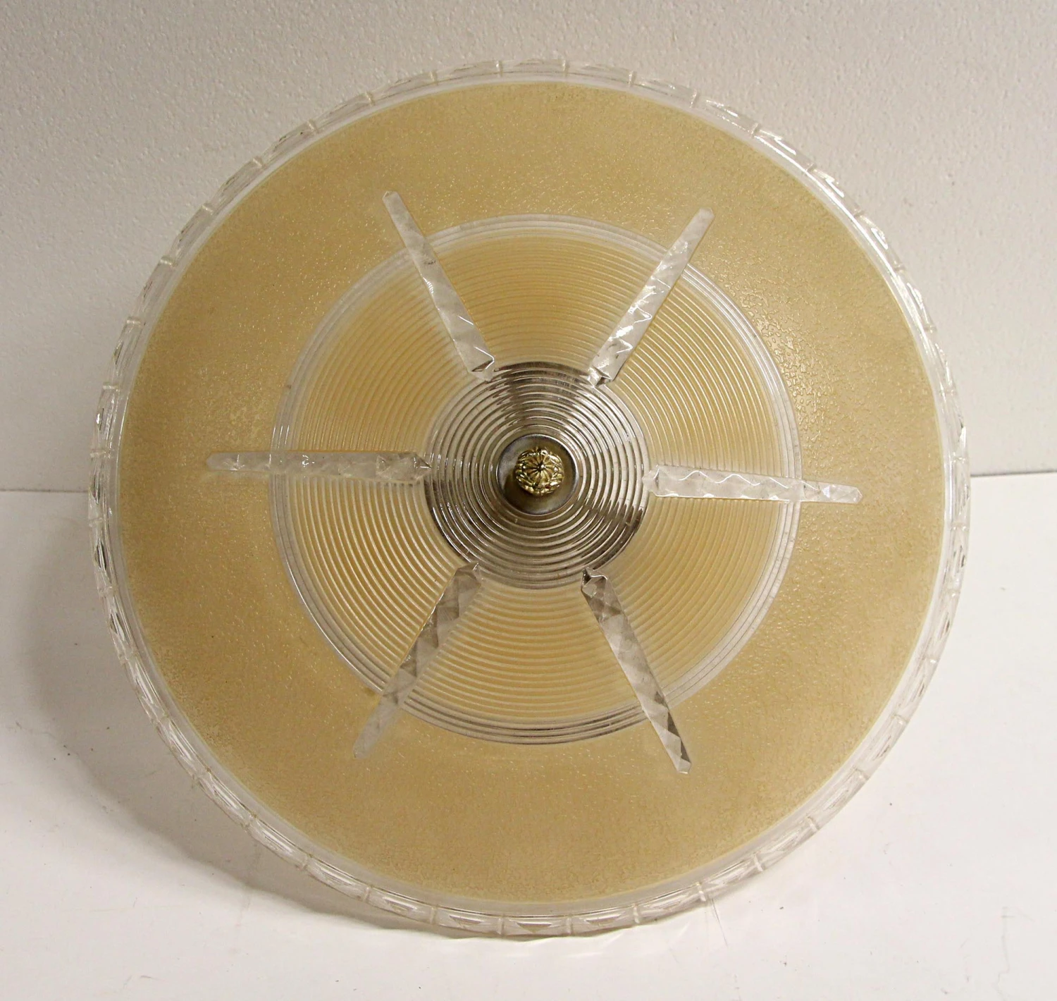 1940s Cast Glass Dish Pendant Light 6 1940s Cast Glass Dish Pendant Light - Image 4