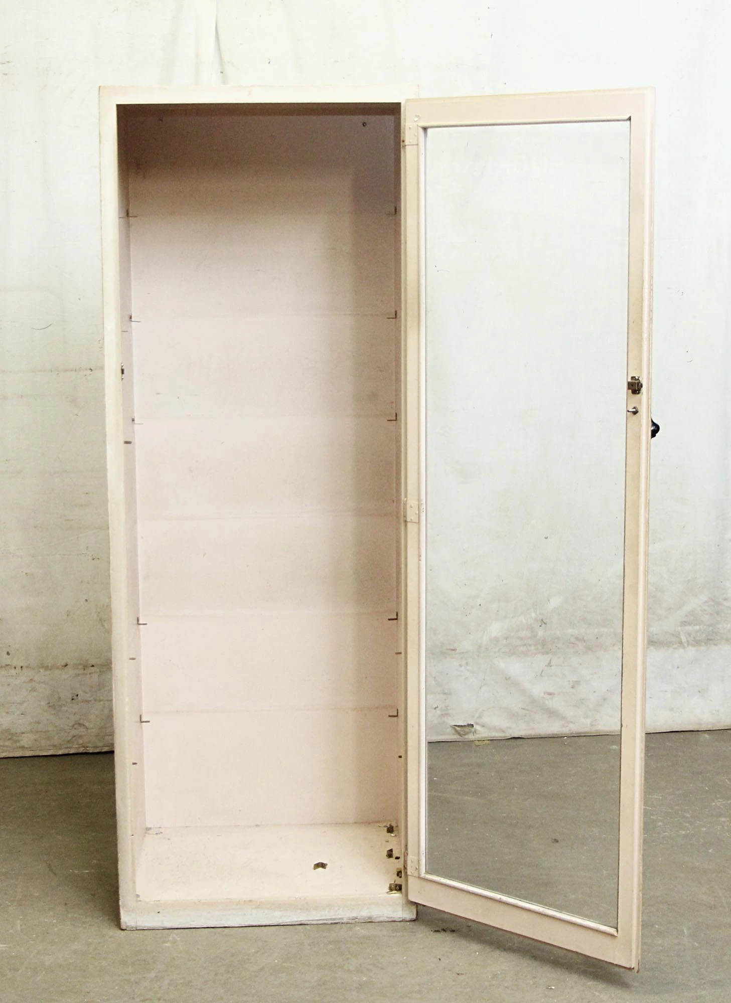 Vintage Wooden Display Case With Old Wavy Glass Door 7 Vintage Wooden Display Case With Old Wavy Glass Door - Image 5