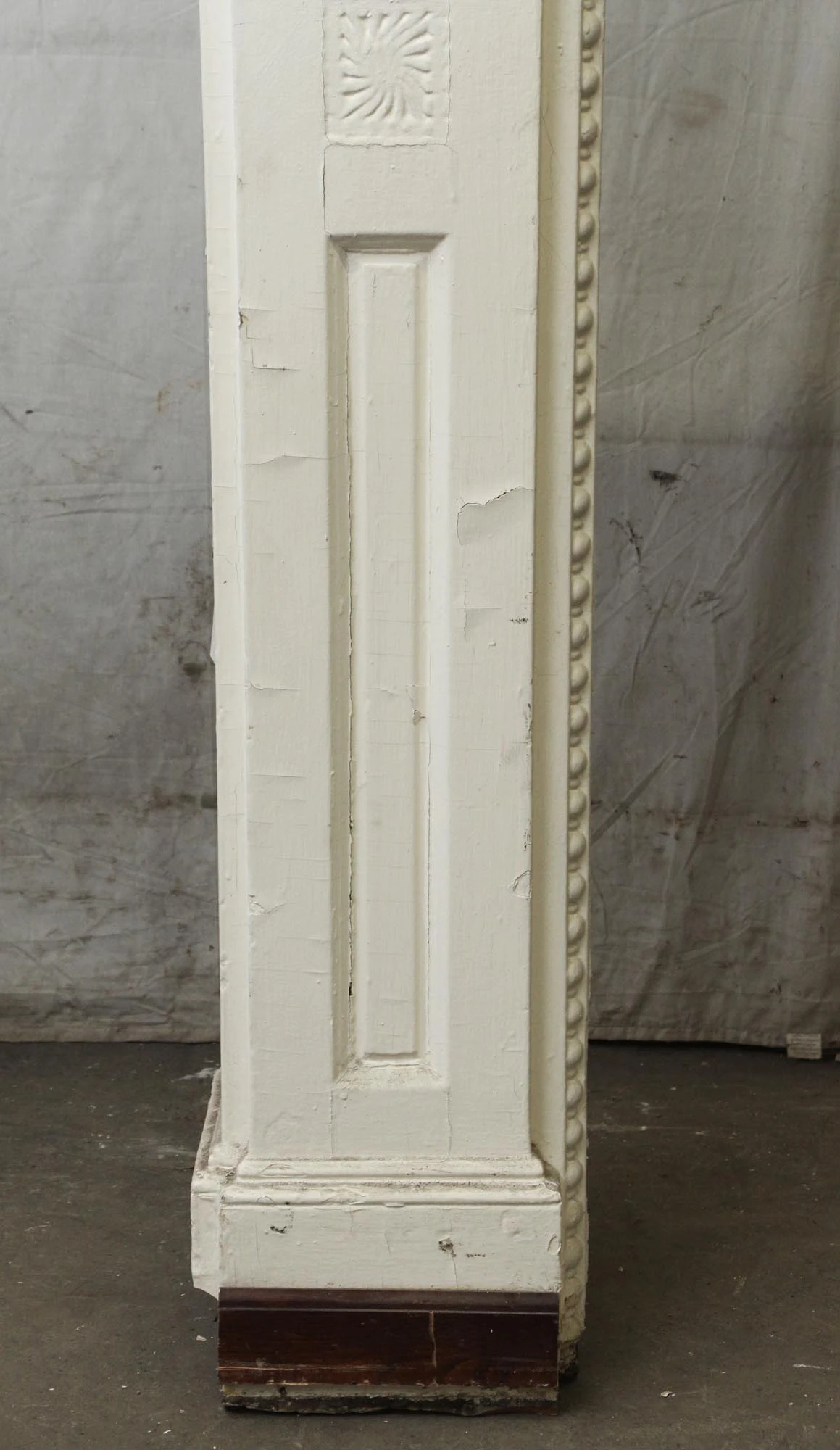 Antique Federal White Wide Wooden Fireplace Mantel 9 Antique Federal White Wide Wooden Fireplace Mantel - Image 7