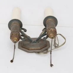 Antique Victorian Toleware 2 Arm Wall Sconce 14 Antique Victorian Toleware 2 Arm Wall Sconce -OGT Sale Store n243706 05
