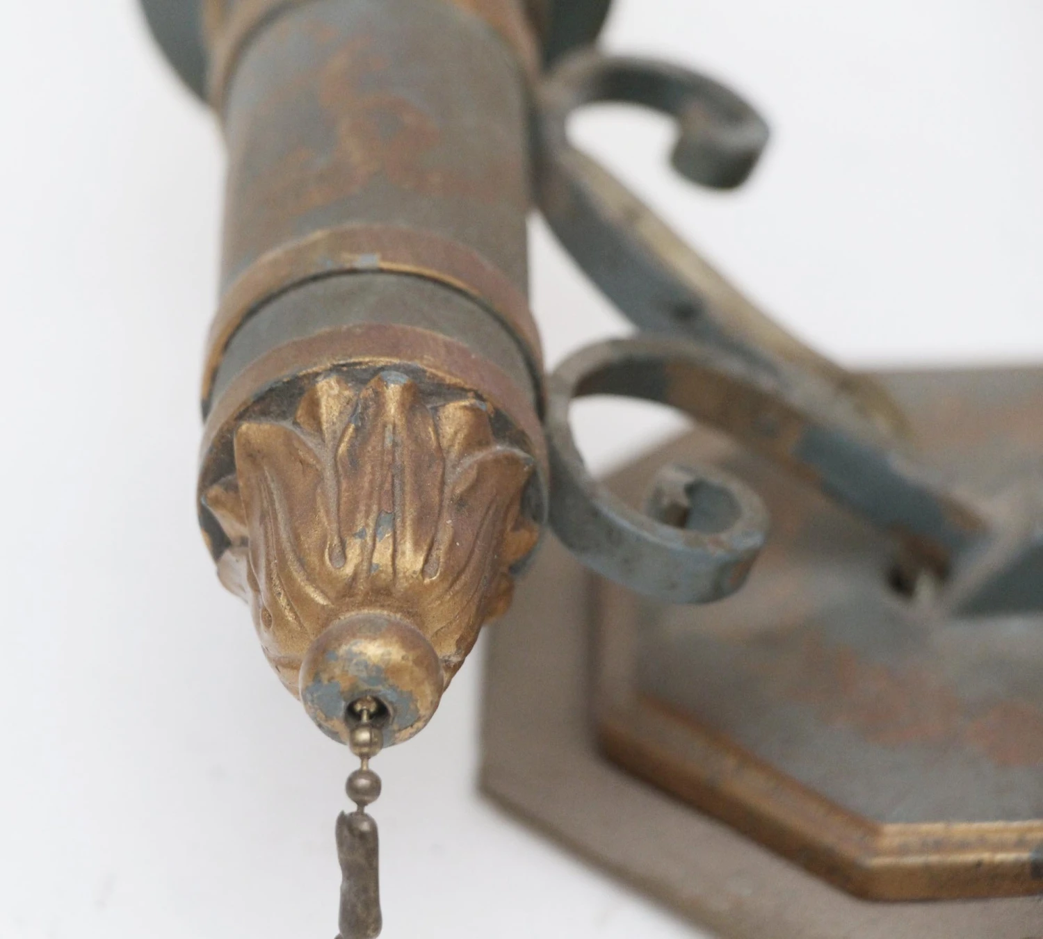 Antique Victorian Toleware 2 Arm Wall Sconce 8 Antique Victorian Toleware 2 Arm Wall Sconce - Image 6