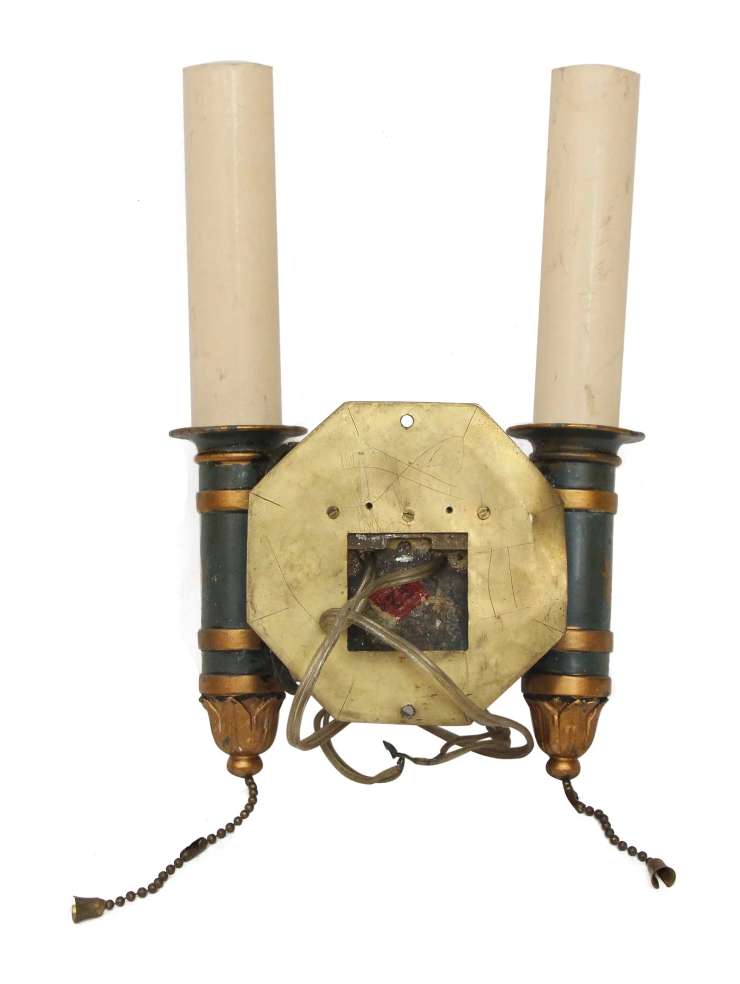 Antique Victorian Toleware 2 Arm Wall Sconce 10 Antique Victorian Toleware 2 Arm Wall Sconce - Image 8