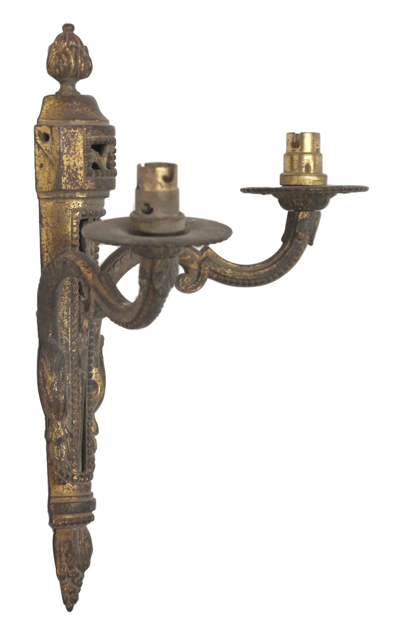 Pair Of French Regency Beaded Brass 2 Wall Sconces 12 Pair Of French Regency Beaded Brass 2 Wall Sconces - Image 10