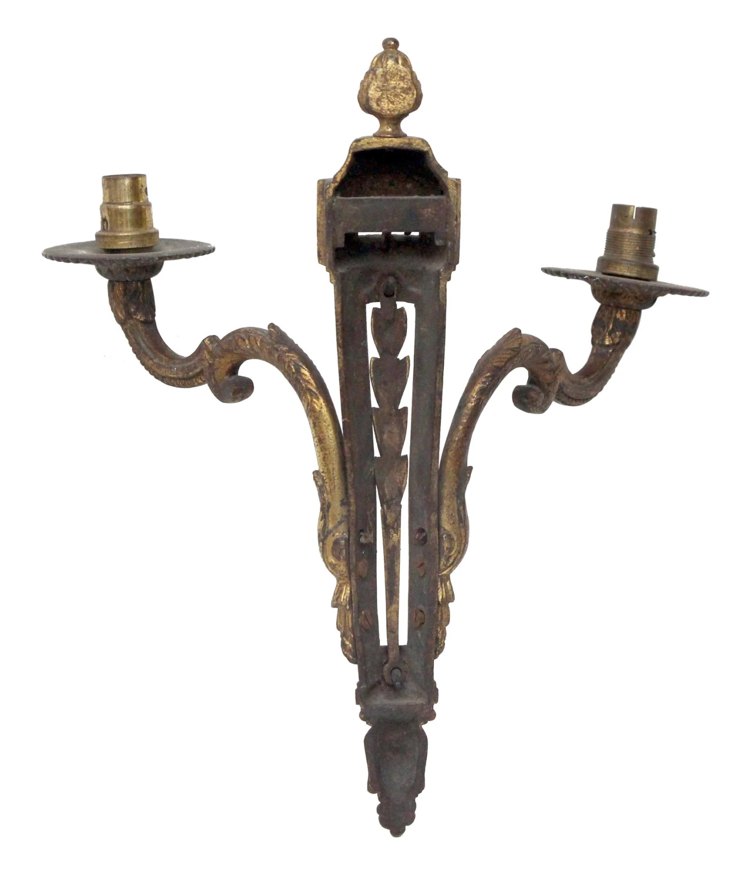 Pair Of French Regency Beaded Brass 2 Wall Sconces 13 Pair Of French Regency Beaded Brass 2 Wall Sconces - Image 11