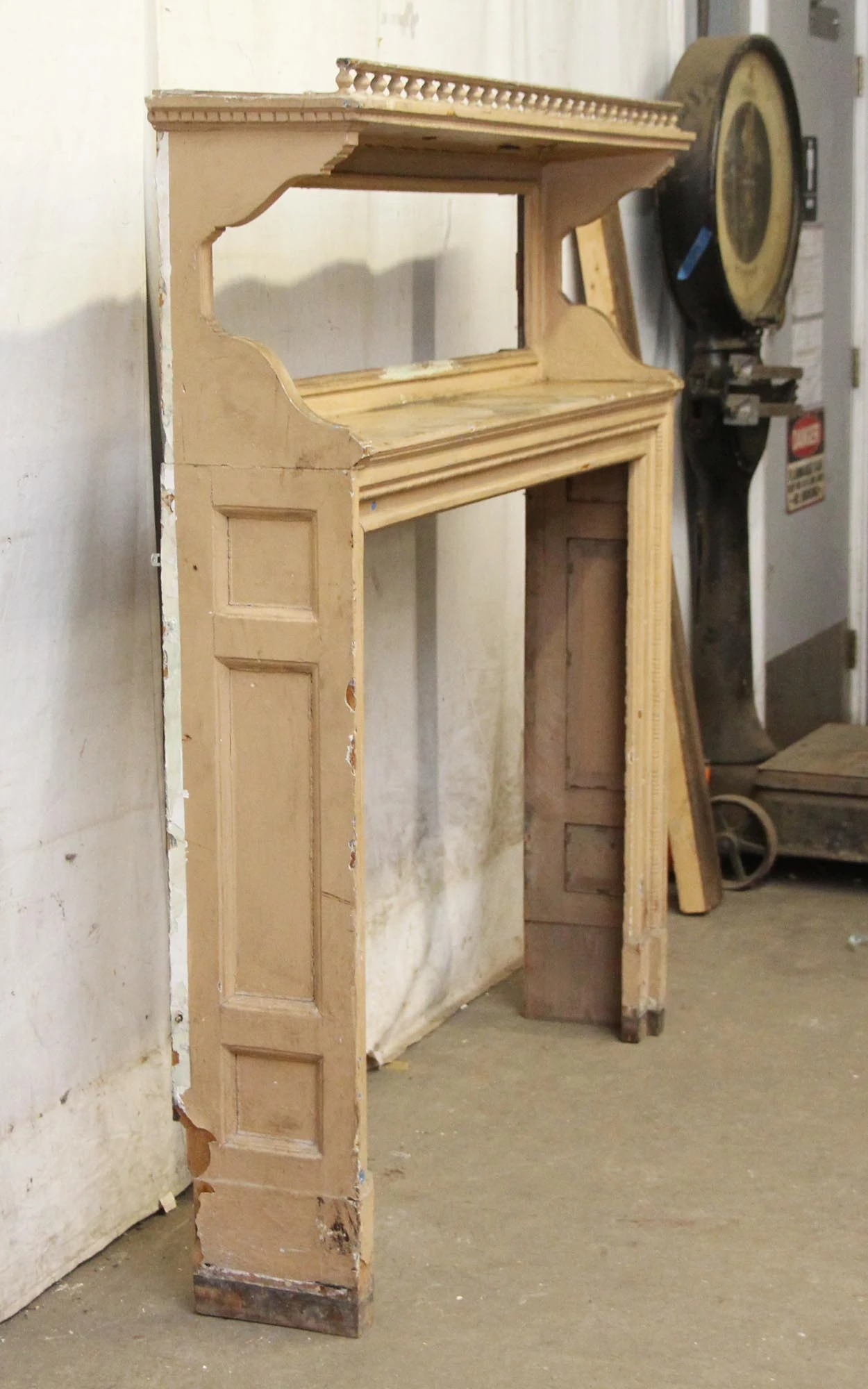 Antique Traditional Painted Two Tier Wood Fireplace Mantel 8 Antique Traditional Painted Two Tier Wood Fireplace Mantel - Image 6