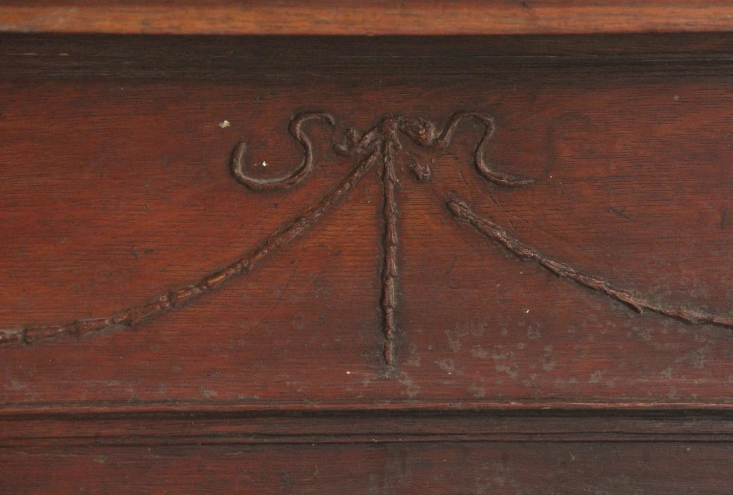 Antique Neoclassical Wide Carved Wood Fireplace Mantel 6 Antique Neoclassical Wide Carved Wood Fireplace Mantel - Image 4