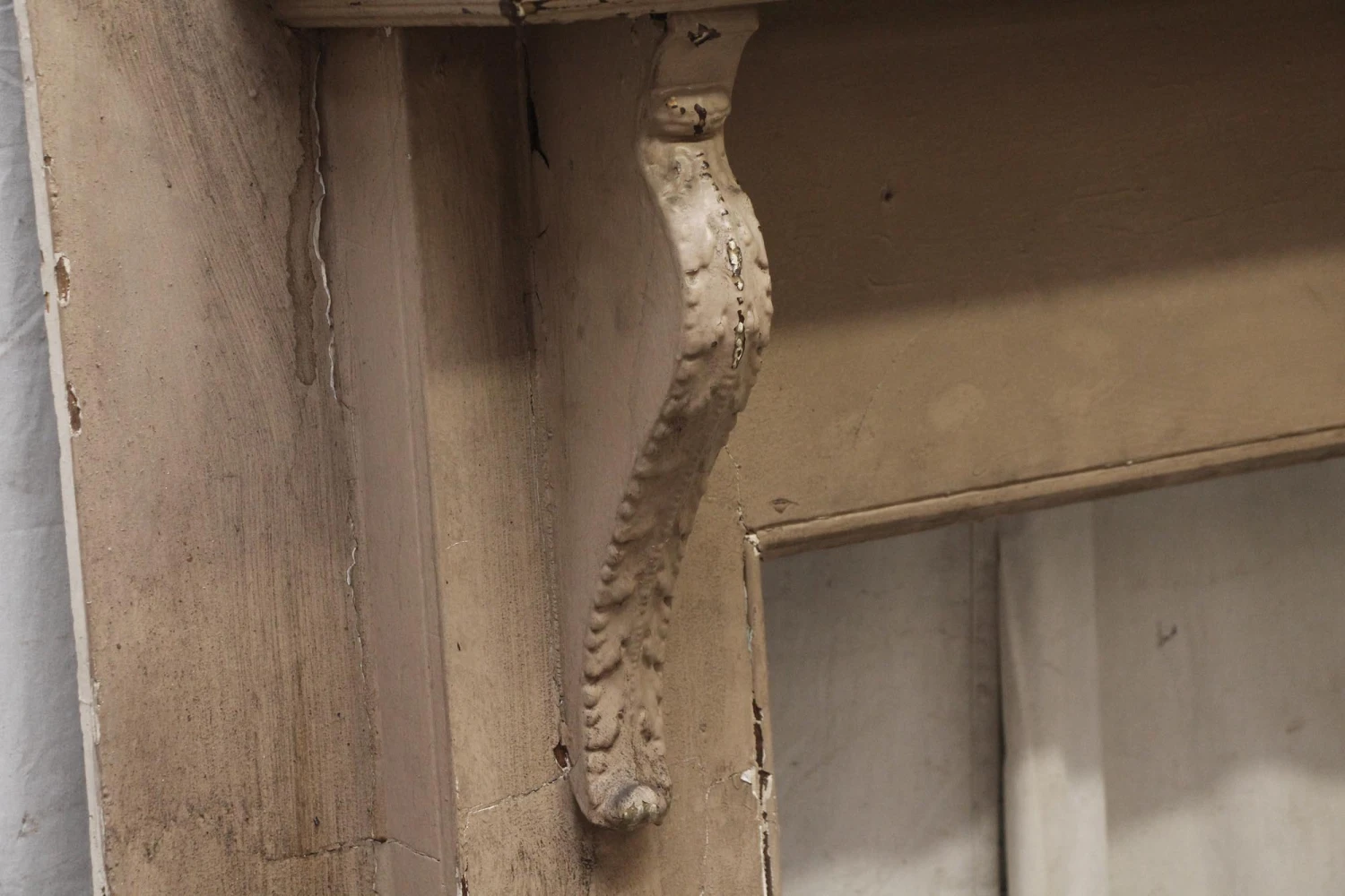 Reclaimed French Double Decker Wood Fireplace Mantel 6 Reclaimed French Double Decker Wood Fireplace Mantel - Image 4