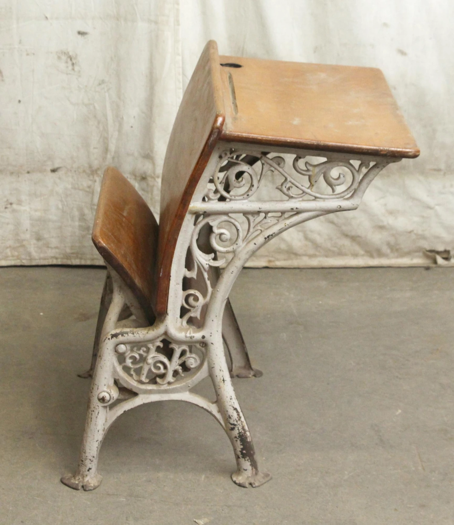 Antique Childs School Row Desk & Chair Combo 6 Antique Childs School Row Desk & Chair Combo - Image 4