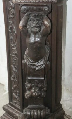 Antique 6.75 Ft. Wide Mahogany Carved Figural Mantel 23 Antique 6.75 Ft. Wide Mahogany Carved Figural Mantel -OGT Sale Store n248113 07