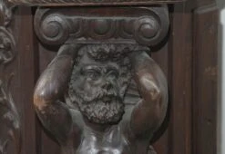 Antique 6.75 Ft. Wide Mahogany Carved Figural Mantel 24 Antique 6.75 Ft. Wide Mahogany Carved Figural Mantel -OGT Sale Store n248113 08