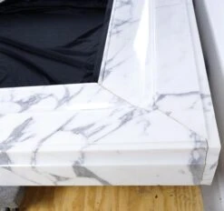 Solid Carved Block White & Gray Statuary Marble Mantel -OGT Sale Store n254081 05