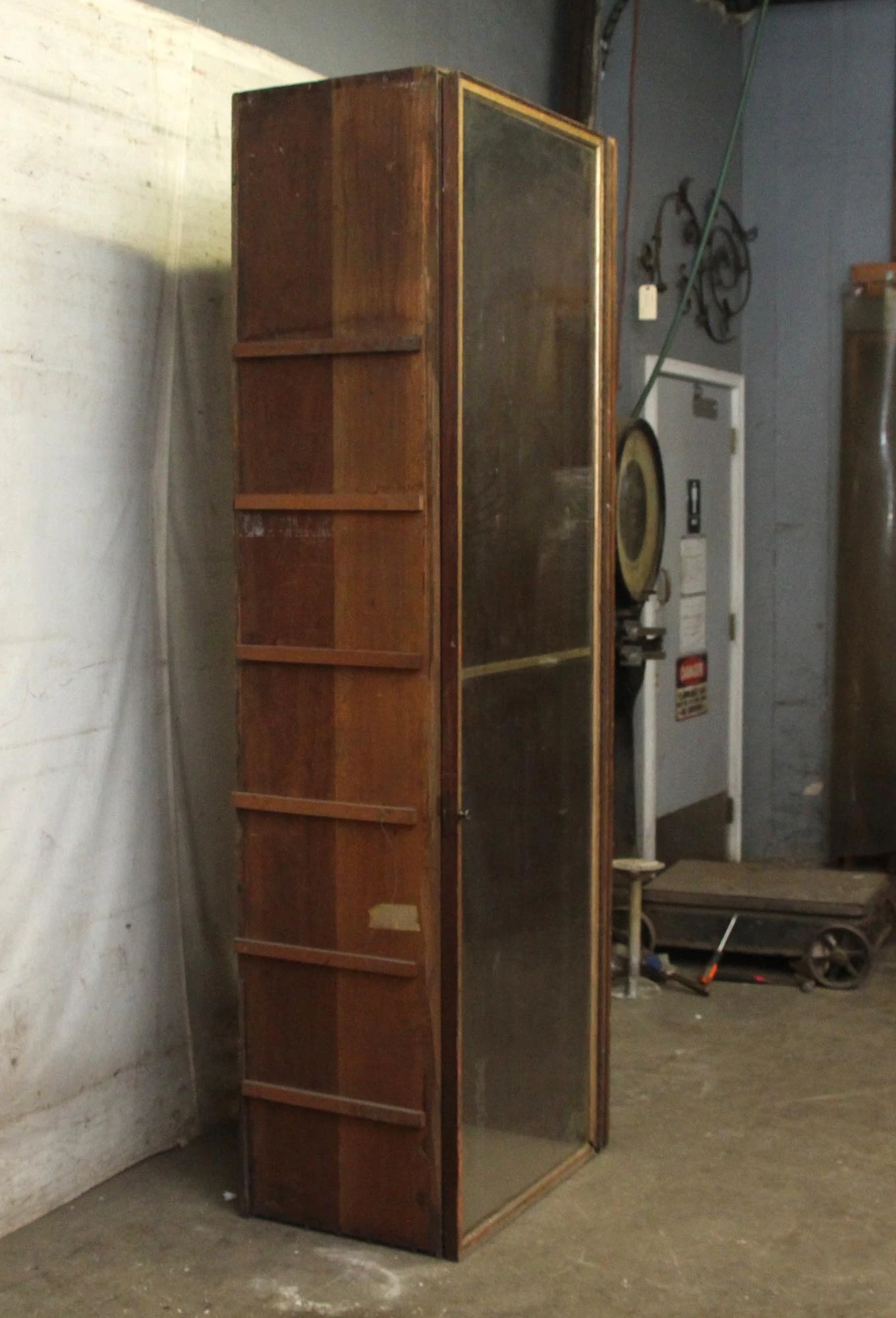 Tall Wood Built-in Cabinet With Glass Front 7 Tall Wood Built-in Cabinet With Glass Front - Image 5