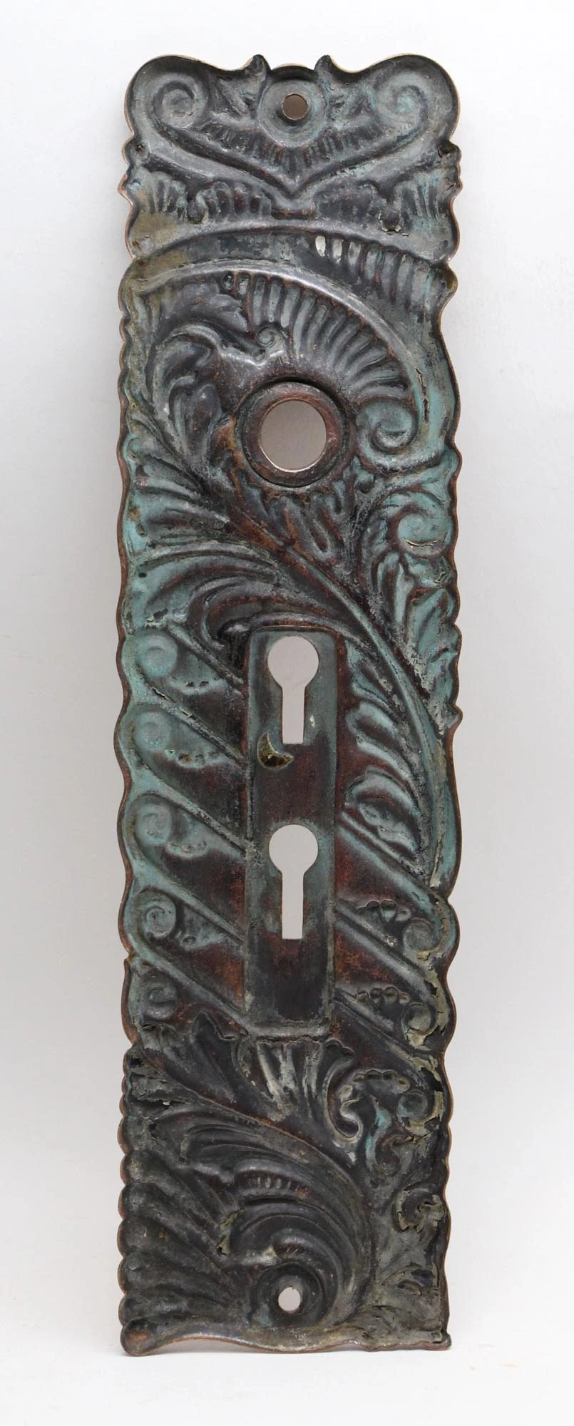 Double Keyhole Pressed Brass Roanoke 9.375 In. Door Back Plate 6 Double Keyhole Pressed Brass Roanoke 9.375 In. Door Back Plate - Image 4