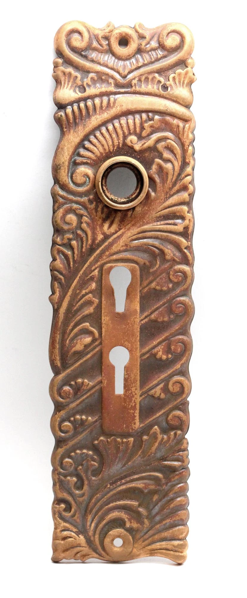 Double Keyhole Pressed Brass Roanoke 9.375 In. Door Back Plate 7 Double Keyhole Pressed Brass Roanoke 9.375 In. Door Back Plate - Image 5