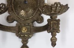 Pair Of Tudor Style Double Arm Bronze Wall Sconces 13 Pair Of Tudor Style Double Arm Bronze Wall Sconces -OGT Sale Store n258322 04