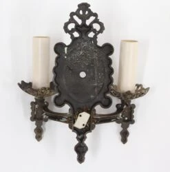 Pair Of Tudor Style Double Arm Bronze Wall Sconces 17 Pair Of Tudor Style Double Arm Bronze Wall Sconces -OGT Sale Store n258322 08