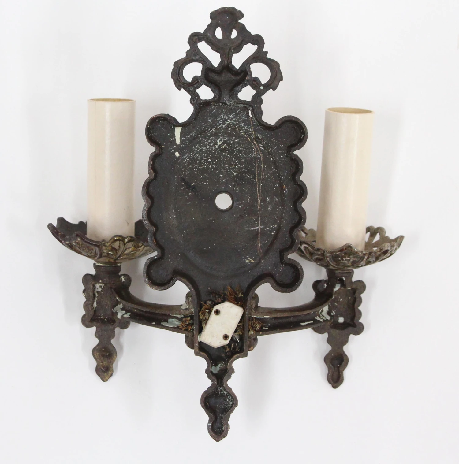 Pair Of Tudor Style Double Arm Bronze Wall Sconces 10 Pair Of Tudor Style Double Arm Bronze Wall Sconces - Image 8