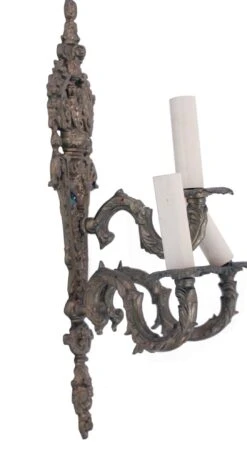 Pair Of 1870s Victorian 3 Arm Bronze Wall Sconces 18 Pair Of 1870s Victorian 3 Arm Bronze Wall Sconces -OGT Sale Store n258364 08