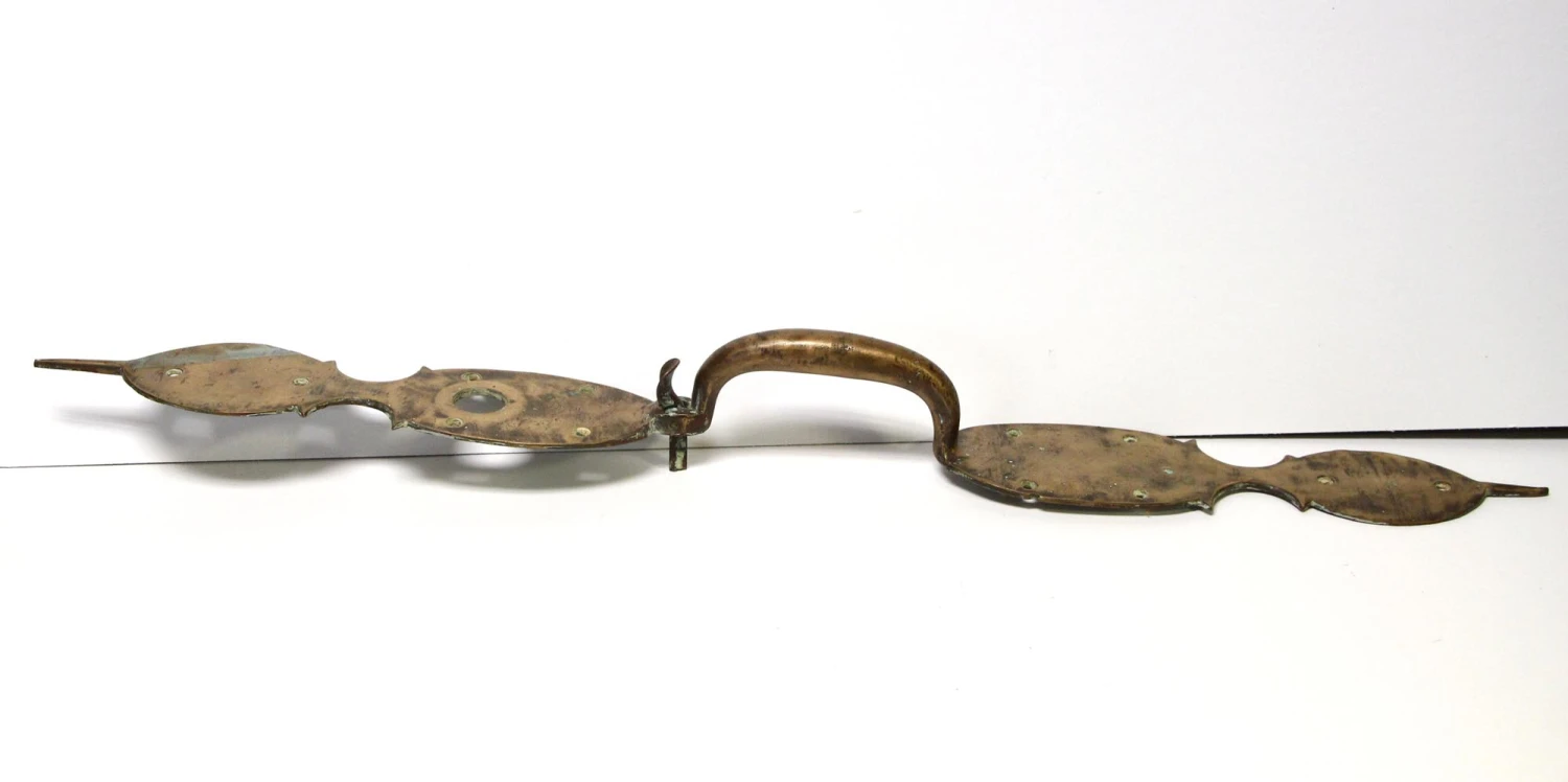 Antique 35 In. Arts & Crafts Brass Entry Door Handle 6 Antique 35 In. Arts & Crafts Brass Entry Door Handle - Image 4