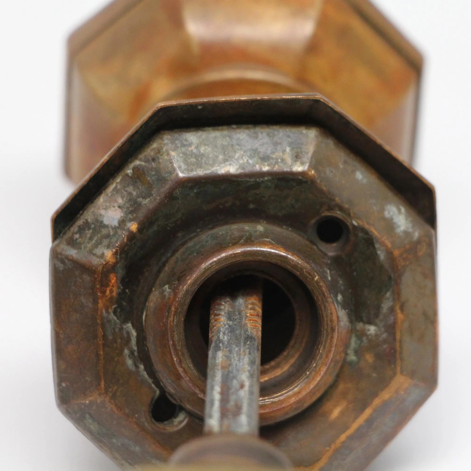 Antique Plain Brass Octagon Door Knob Set 7 Antique Plain Brass Octagon Door Knob Set - Image 5