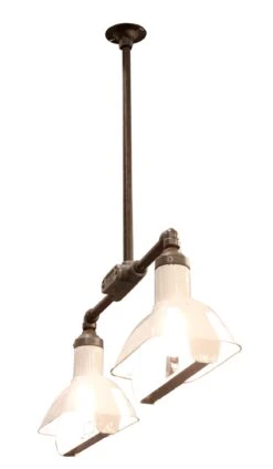 Double Hanging White Enamel Industrial Light -OGT Sale Store n260329 05