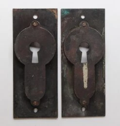 Antique Bronze Aesthetic Recessed Pair Of Pocket Door Plates -OGT Sale Store n260876 05