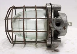 Vintage Steel & Glass Ship Light With Cage 9 Vintage Steel & Glass Ship Light With Cage -OGT Sale Store nautical lighting for sale p268163