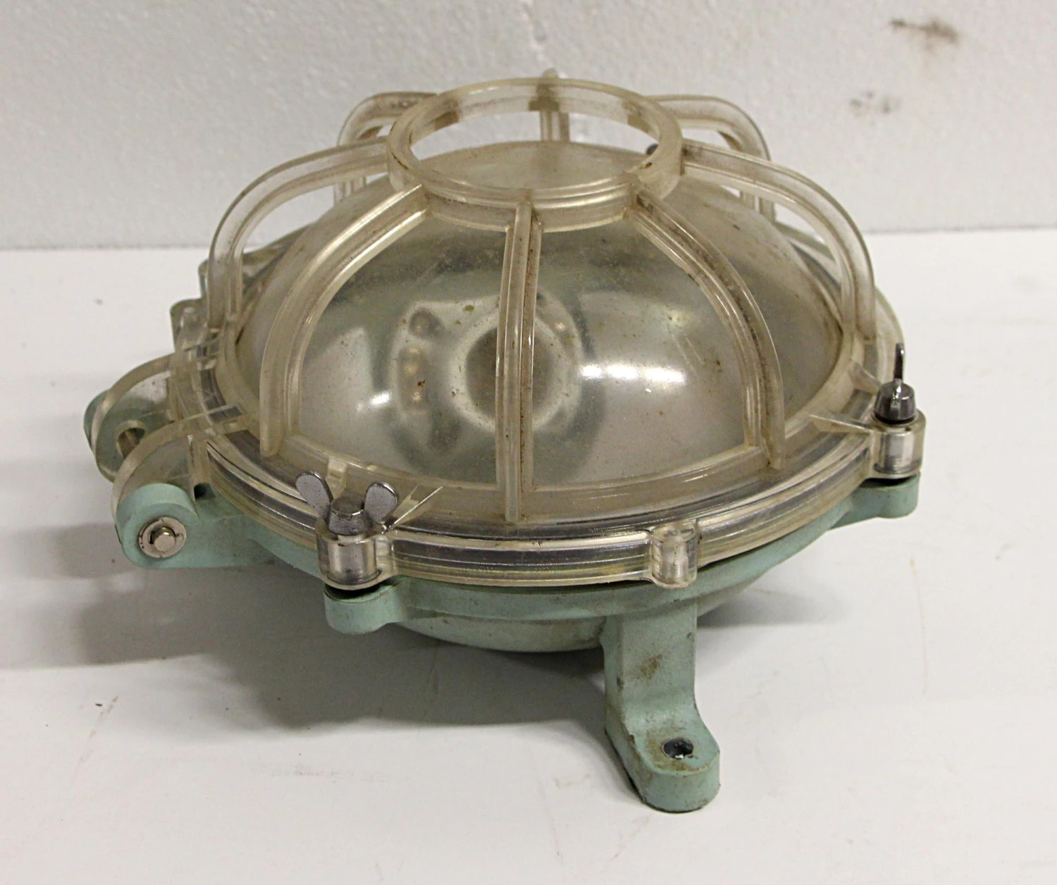 Reclaimed Lucite Green & Clear Nautical Sconce 4 Reclaimed Lucite Green & Clear Nautical Sconce - Image 2