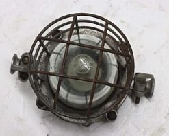 Vintage Steel & Glass Ship Light With Cage 8 Vintage Steel & Glass Ship Light With Cage -OGT Sale Store nautical lighting p268163