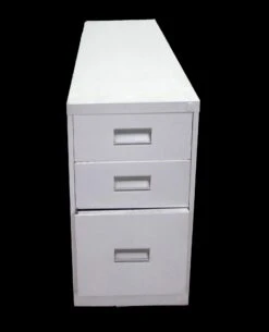 1980s White 3 Drawer Metal Filing Cabinet