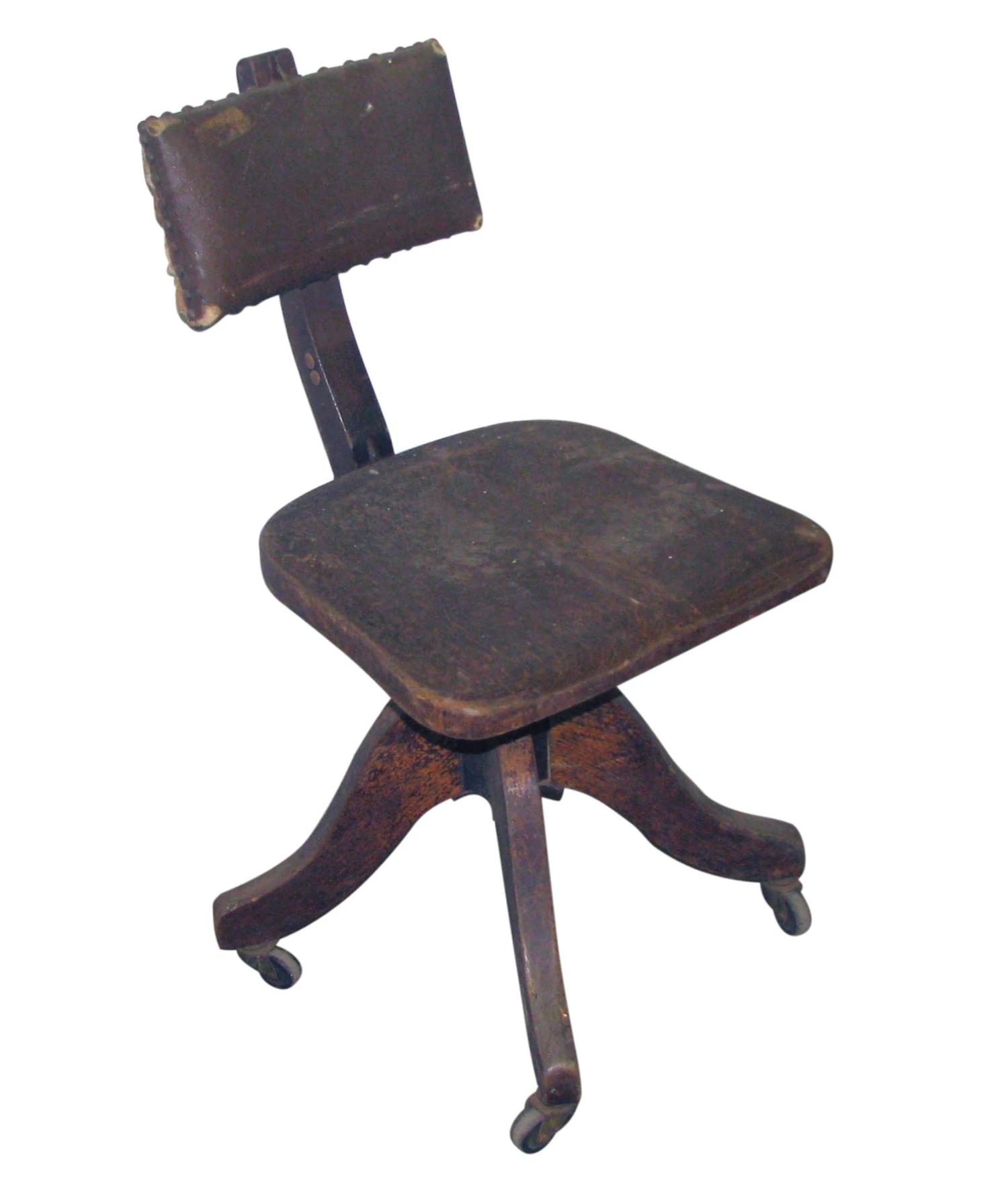 Antique Dark Tone Oak Rolling Office Chair 3 Antique Dark Tone Oak Rolling Office Chair