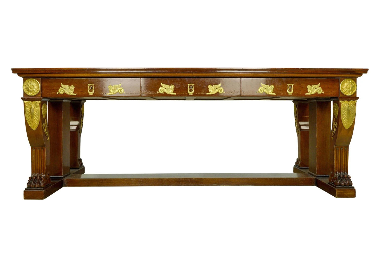 Antique French Empire Mahogany Gilt Bronze Gentleman’s Desk 3 Antique French Empire Mahogany Gilt Bronze Gentleman’s Desk