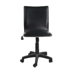Contemporary Black Faux Leather Office Chair With Metallic Lining