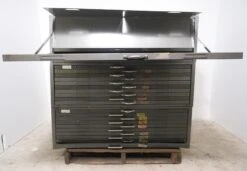 Flat Steel File Cabinet With Fold Out Table In Each Drawer 13 Flat Steel File Cabinet With Fold Out Table In Each Drawer -OGT Sale Store office furniture for sale q280401