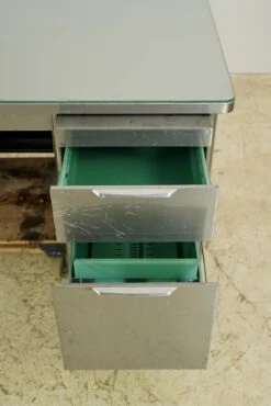 Vintage Industrial Steel Office Desk With Glass Top 18 Vintage Industrial Steel Office Desk With Glass Top -OGT Sale Store office furniture for sale q288025