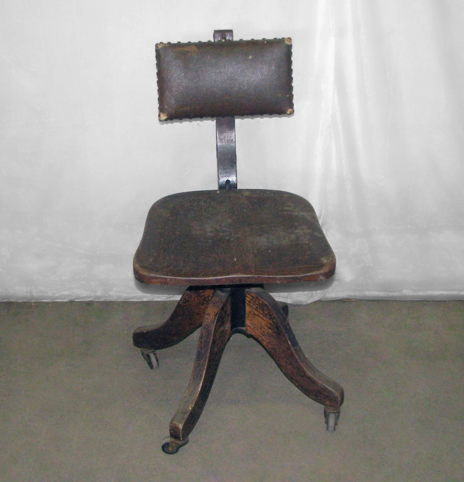 Antique Dark Tone Oak Rolling Office Chair 4 Antique Dark Tone Oak Rolling Office Chair - Image 2