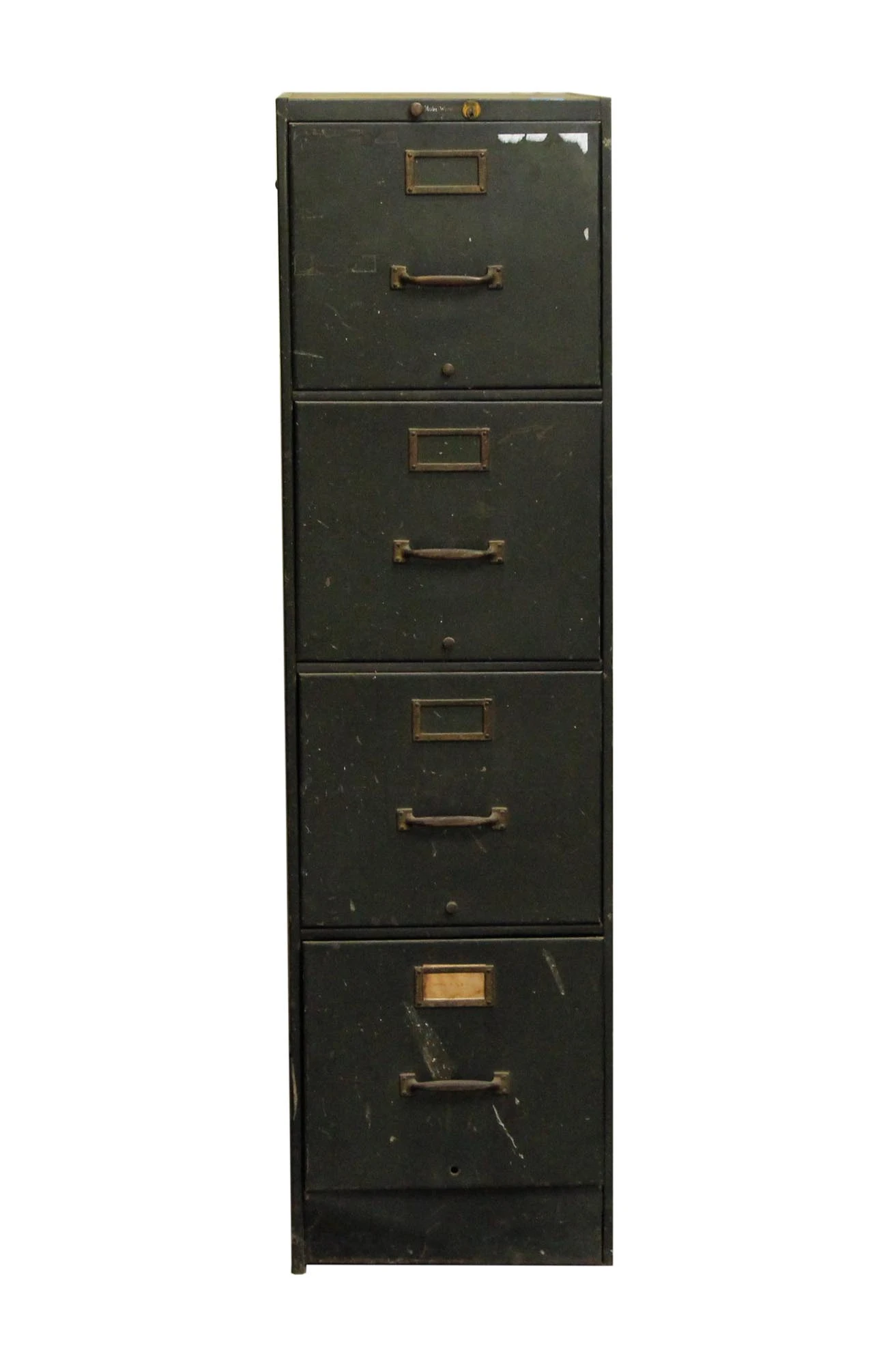 Reclaimed Four Drawer Metal Green Filing Cabinet 4 Reclaimed Four Drawer Metal Green Filing Cabinet - Image 2