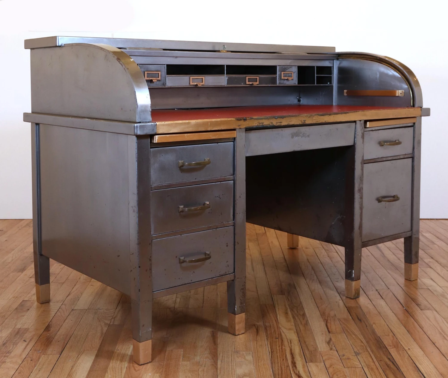 1930s Art Metal Co. Steel Roll Top Office Desk 4 1930s Art Metal Co. Steel Roll Top Office Desk - Image 2