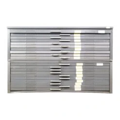 Reclaimed 20 Drawers Gray Steel Flat Map Stack Cabinet