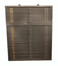 Vintage Metal Map Cabinet With Chrome Handles