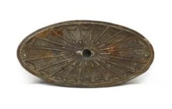 Vintage Spider Web Motif Oval Brass Furniture Pull Back Plate