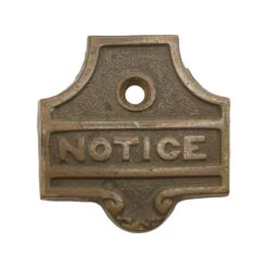 Antique Bronze Inscribed Notice Label Plate