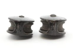 Pair Of Vintage 3 In. Single Wheel Black Steel Pulleys -OGT Sale Store other hardware for sale q287244