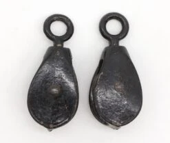 Pair Of Vintage 3 In. Single Wheel Black Steel Pulleys