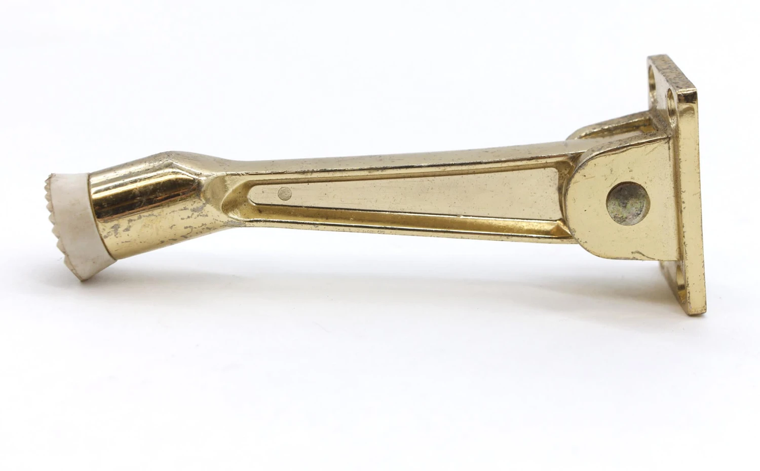 Polished Brass & White Rubber Kick Down Door Stop 3 Polished Brass & White Rubber Kick Down Door Stop